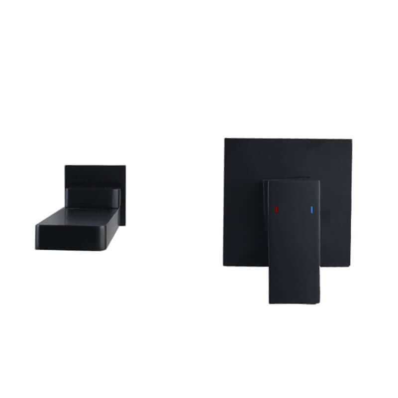 Modern Wall Mounted Bathroom Faucet in Matte Black with Swivel Spout