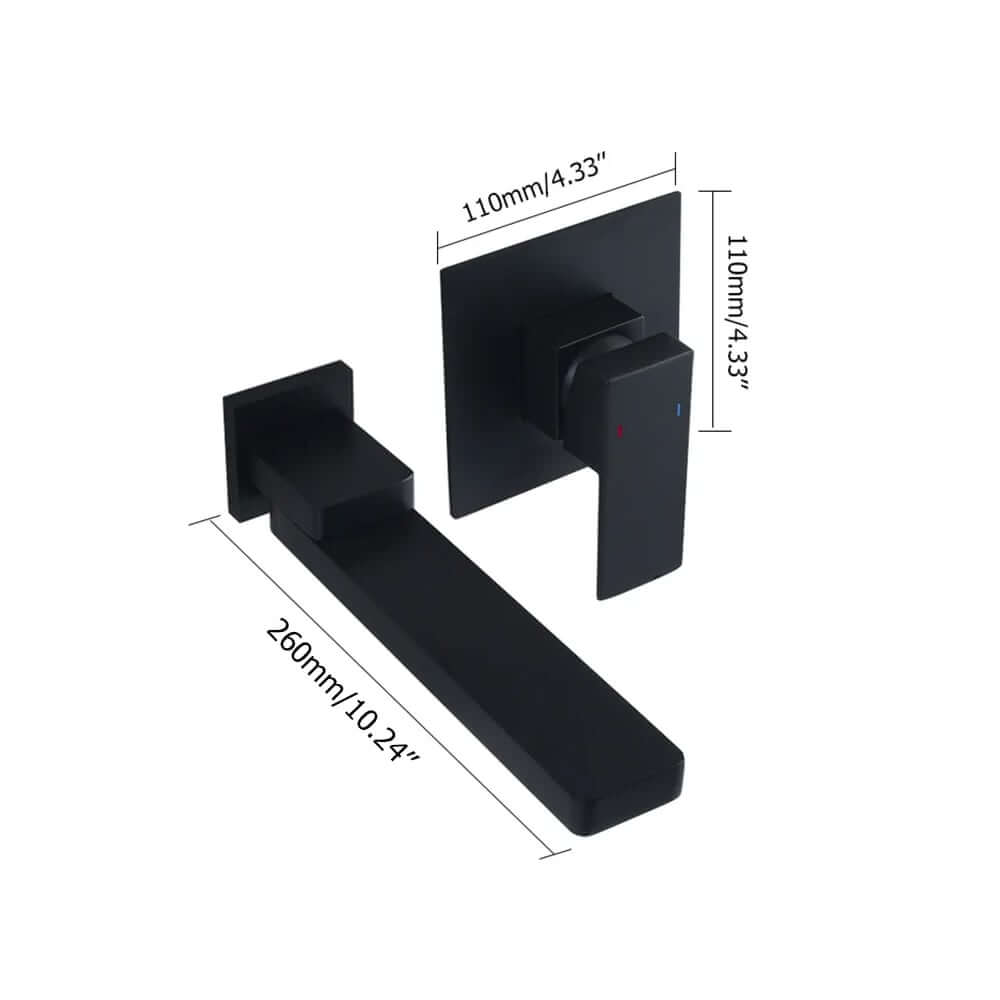 Modern Wall Mounted Bathroom Faucet in Matte Black with Swivel Spout