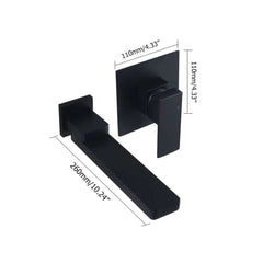 Modern Wall Mounted Bathroom Faucet in Matte Black with Swivel Spout