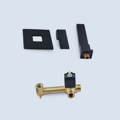 Modern Wall Mounted Bathroom Faucet in Matte Black with Swivel Spout