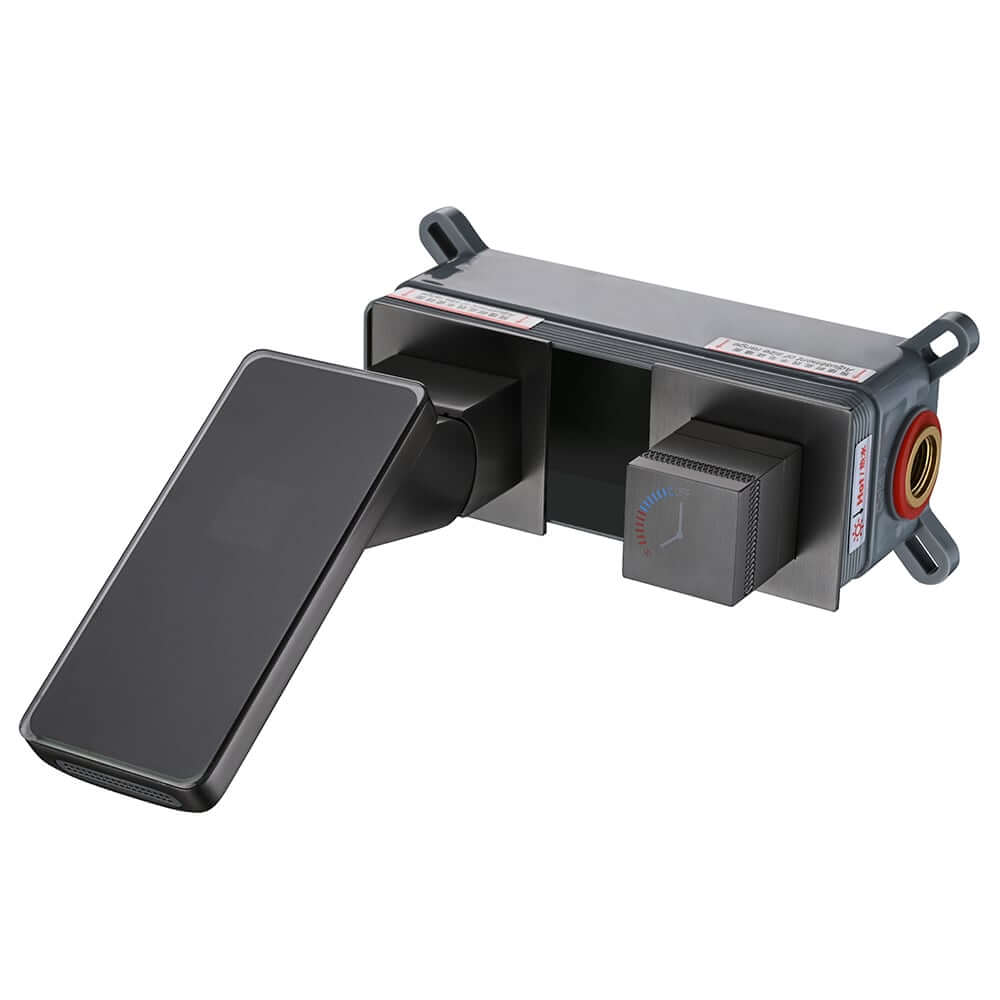 Modern Wall Mounted Bathroom Faucet with LED Temperature Display