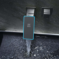 Modern Wall Mounted Bathroom Faucet with LED Temperature Display