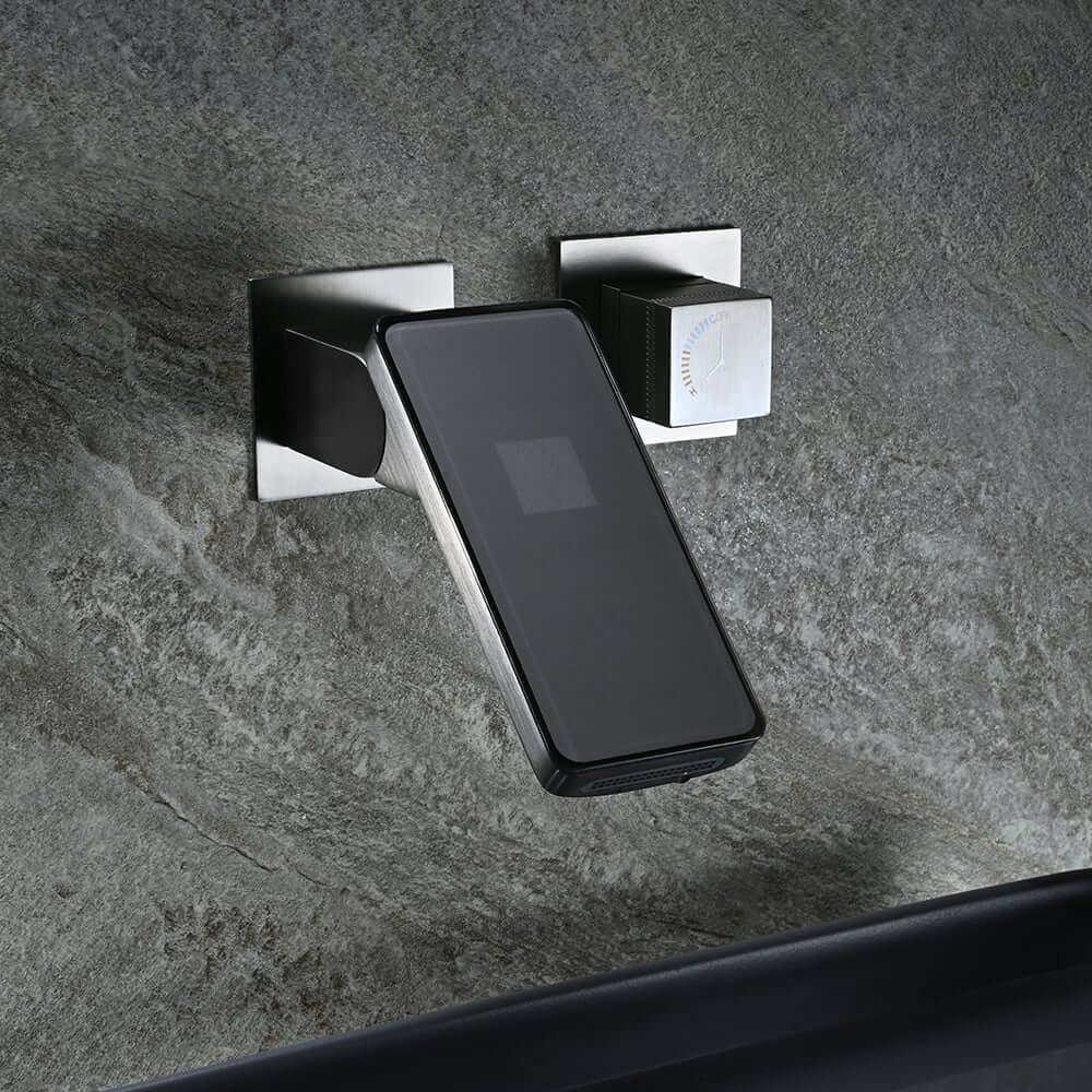 Modern Wall Mounted Bathroom Faucet with LED Temperature Display