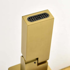Modern Wall Mounted Bathroom Faucet with Waterfall Spout and Brushed Gold Finish