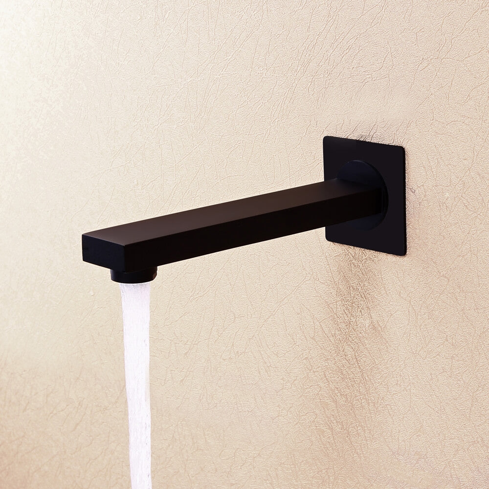 Modern Wall Mounted Brass Tub Filler with Matte Black Finish Main Product Image