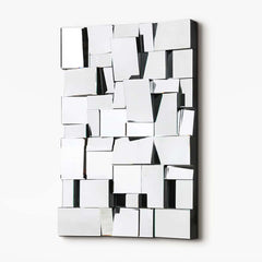 Modern Wall-Mounted Rectangular Mirror with 3D Geometric MDF Frame