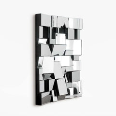Modern Wall-Mounted Rectangular Mirror with 3D Geometric MDF Frame