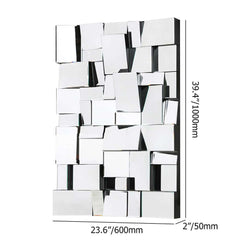 Modern Wall-Mounted Rectangular Mirror with 3D Geometric MDF Frame Dimensions