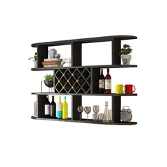 Modern Wall-Mounted Wine Rack With 3 Shelves - Black