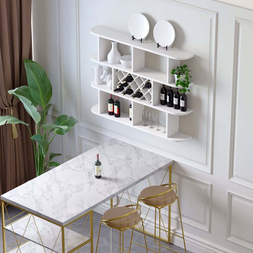 Modern Wall-Mounted Wine Rack With 3 Shelves - Black