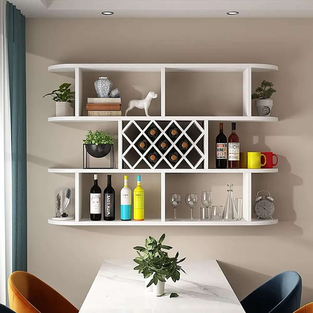 Modern Wall-Mounted Wine Rack With 3 Shelves - Black