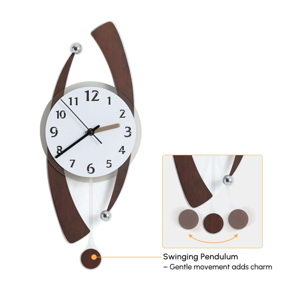 Modern Walnut Acrylic Wall Clock with LED Lighting and Silent Quartz Movement