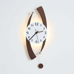 Modern Walnut Acrylic Wall Clock with LED Lighting and Silent Quartz Movement