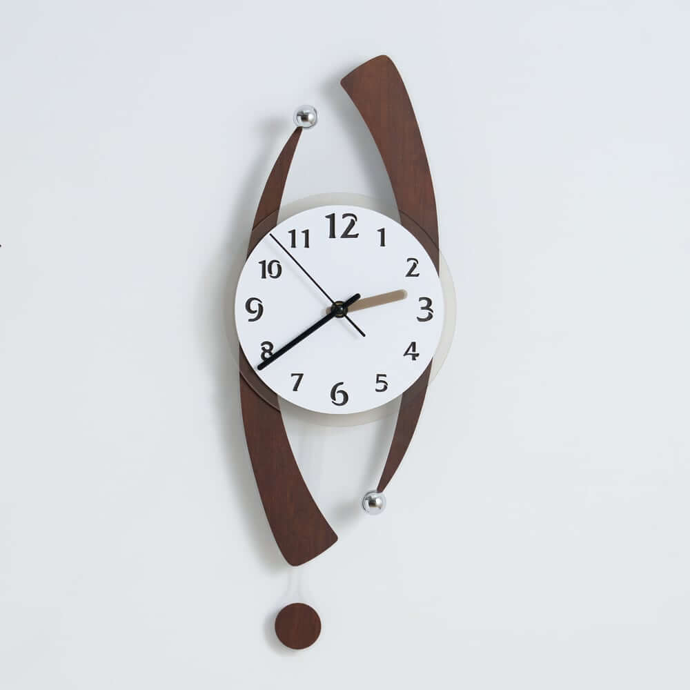 Modern Walnut Acrylic Wall Clock with LED Lighting and Silent Quartz Movement