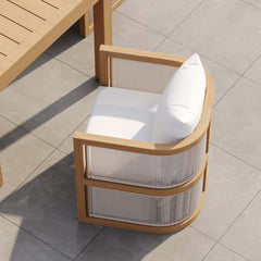 Modern Walnut & Black Aluminum Outdoor Dining Chairs - Set of 2