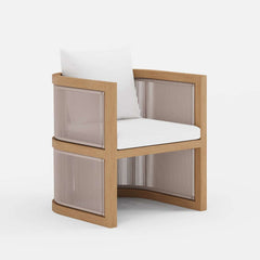 Modern Walnut & Black Aluminum Outdoor Dining Chairs - Set of 2