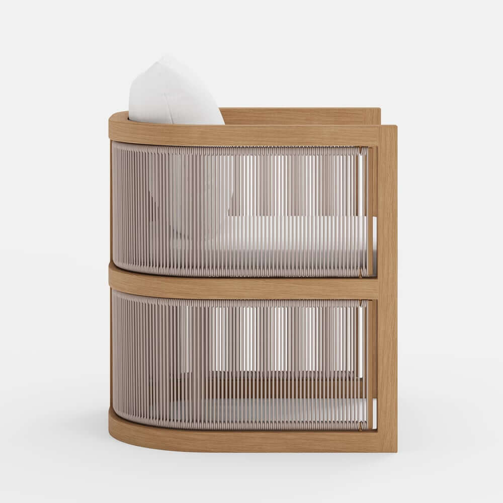 Modern Walnut & Black Aluminum Outdoor Dining Chairs - Set of 2