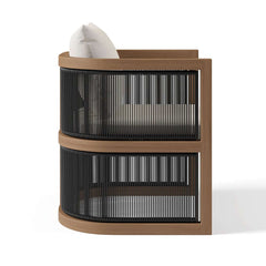 Modern Walnut & Black Aluminum Outdoor Dining Chairs - Set of 2