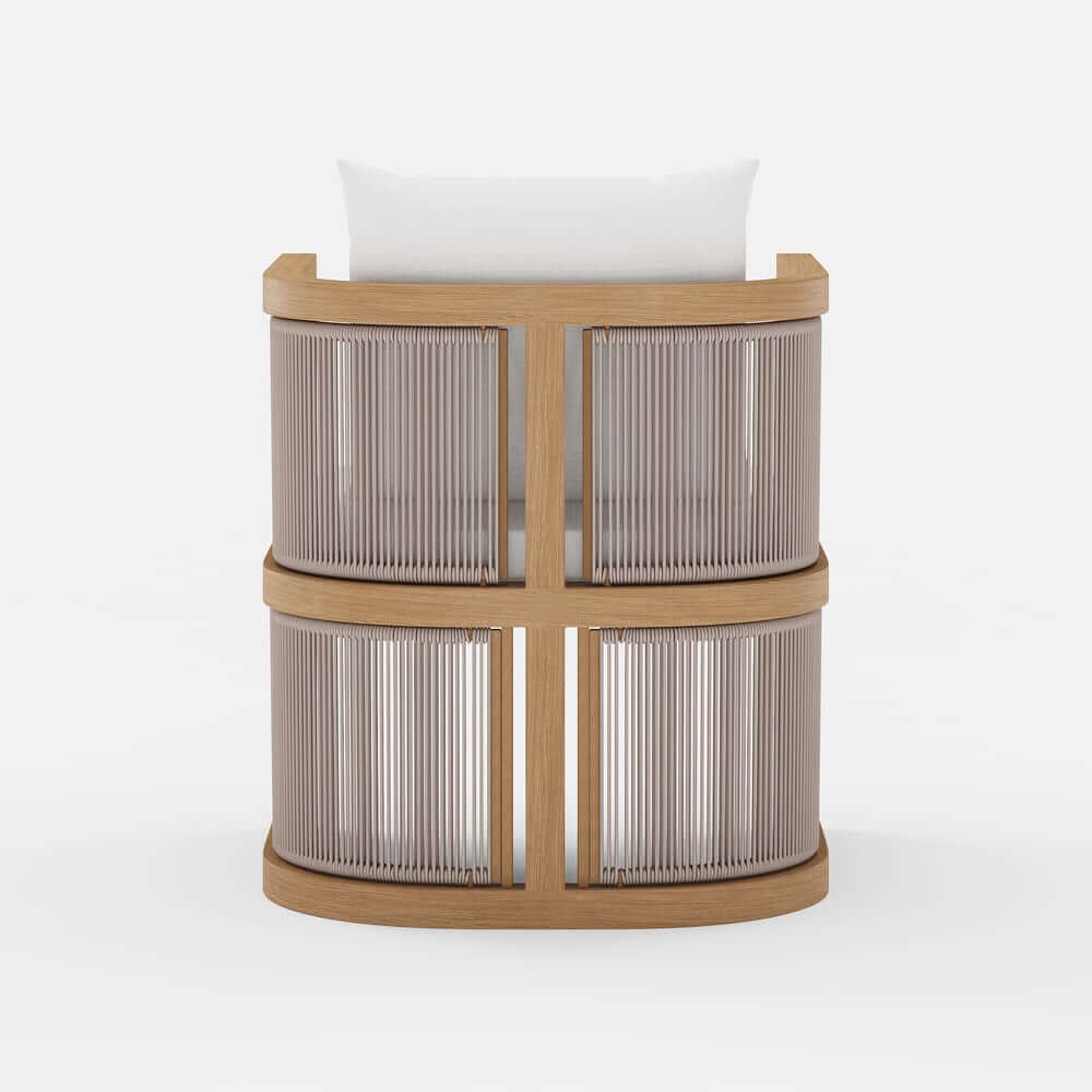 Modern Walnut & Black Aluminum Outdoor Dining Chairs - Set of 2