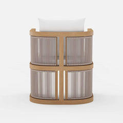 Modern Walnut & Black Aluminum Outdoor Dining Chairs - Set of 2