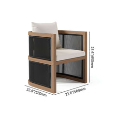 Modern Walnut & Black Aluminum Outdoor Dining Chairs - Set of 2 Dimensions