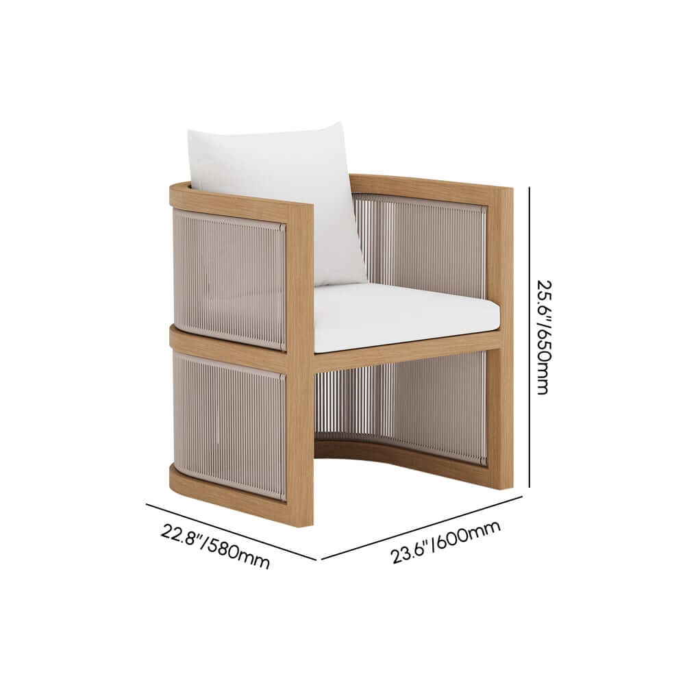 Modern Walnut & Black Aluminum Outdoor Dining Chairs - Set of 2 Dimensions