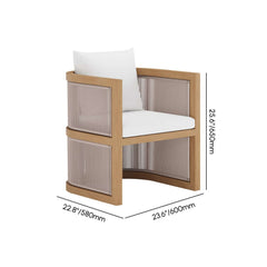 Modern Walnut & Black Aluminum Outdoor Dining Chairs - Set of 2 Dimensions