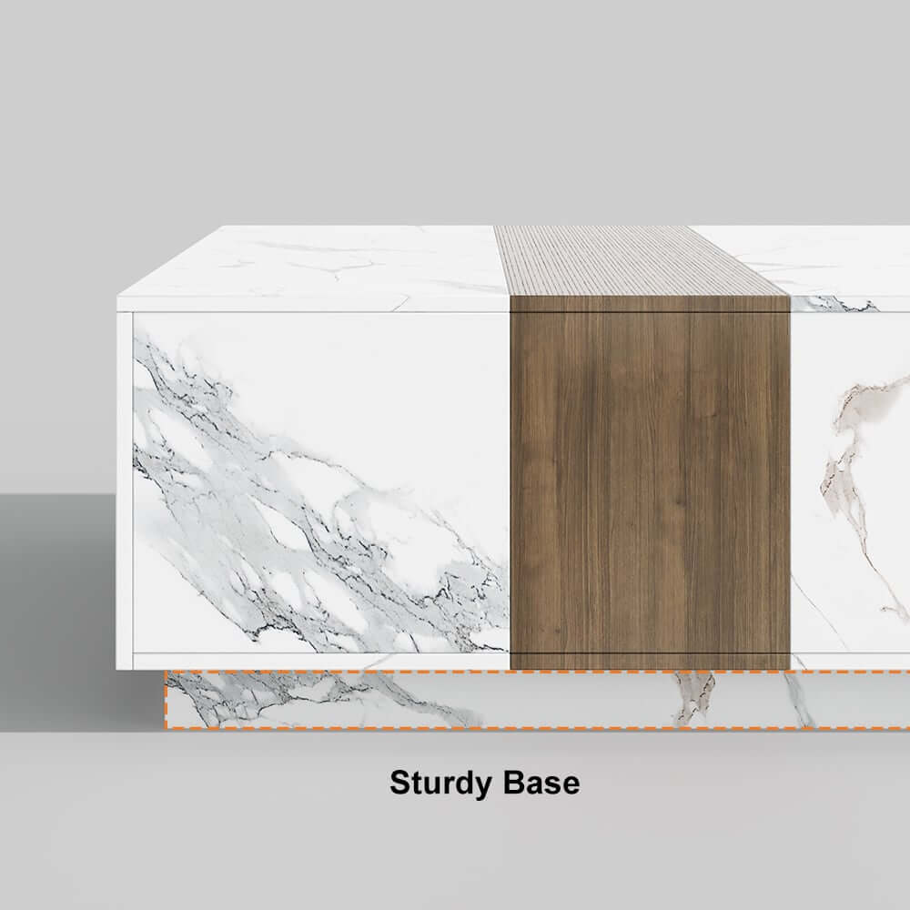 Modern Walnut Coffee Table With Drawers, Engineered Wood