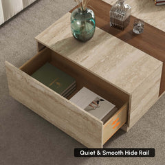 Modern Walnut Coffee Table With Drawers, Engineered Wood
