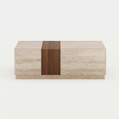 Modern Walnut Coffee Table With Drawers, Engineered Wood