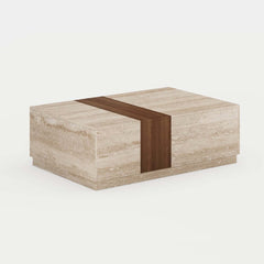 Modern Walnut Coffee Table With Drawers, Engineered Wood