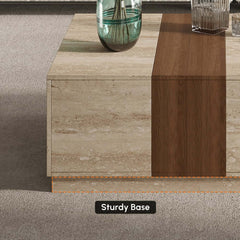 Modern Walnut Coffee Table With Drawers, Engineered Wood