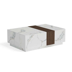 Modern Walnut Coffee Table With Drawers, Engineered Wood