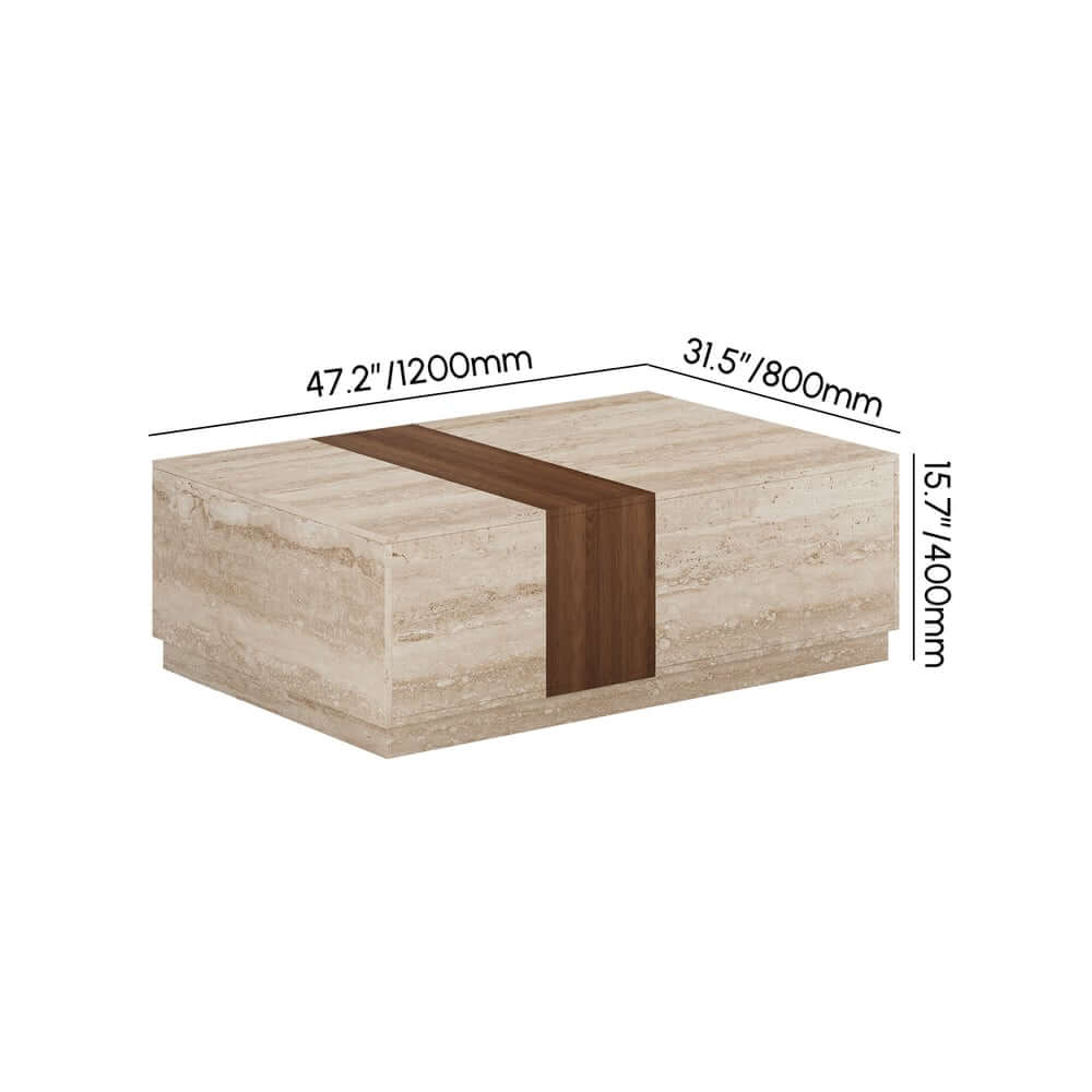 Modern Walnut Coffee Table With Drawers, Engineered Wood Dimensions