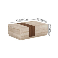 Modern Walnut Coffee Table With Drawers, Engineered Wood Dimensions