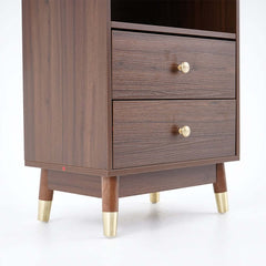 Modern Walnut Finished Bookshelf with Storage and Drawers