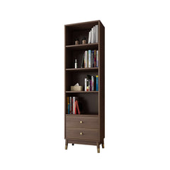 Modern Walnut Finished Bookshelf with Storage and Drawers
