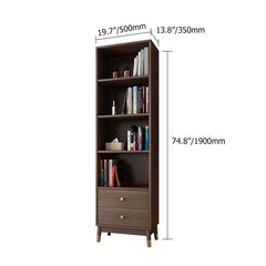 Modern Walnut Finished Bookshelf with Storage and Drawers Dimensions