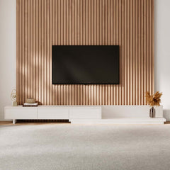 Modern Walnut & Gray Extendable TV Stand With Drawers