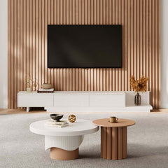 Modern Walnut & Gray Extendable TV Stand With Drawers