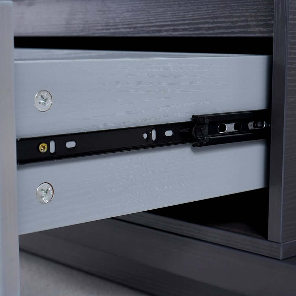 Modern Walnut & Gray Extendable TV Stand With Drawers