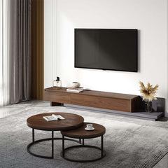 Modern Walnut & Gray Extendable TV Stand With Drawers