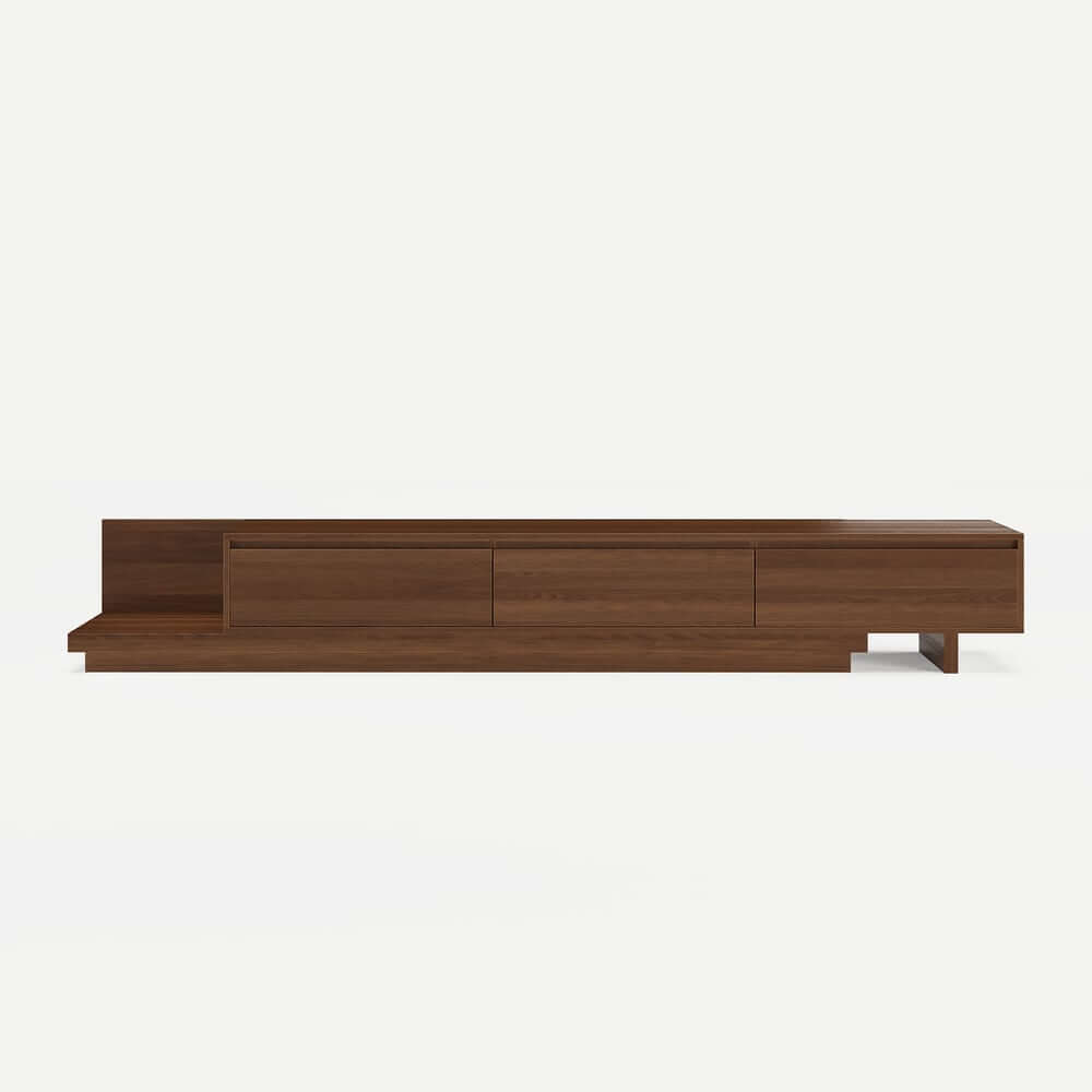 Modern Walnut & Gray Extendable TV Stand With Drawers