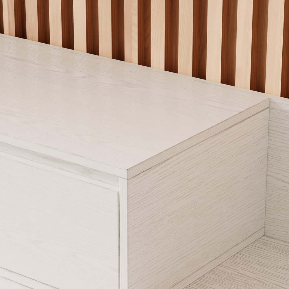 Modern Walnut & Gray Extendable TV Stand With Drawers