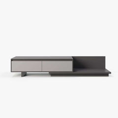 Modern Walnut & Gray Extendable TV Stand With Drawers