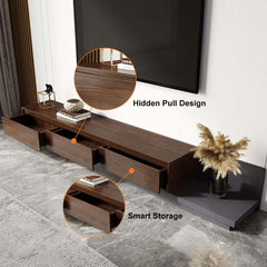 Modern Walnut & Gray Extendable TV Stand With Drawers