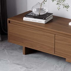 Modern Walnut & Gray Extendable TV Stand With Drawers
