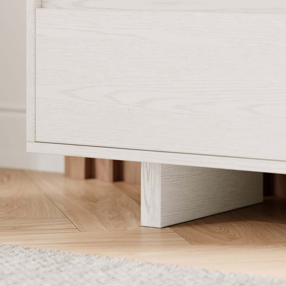 Modern Walnut & Gray Extendable TV Stand With Drawers