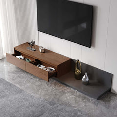Modern Walnut & Gray Extendable TV Stand With Drawers