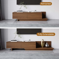 Modern Walnut & Gray Extendable TV Stand With Drawers